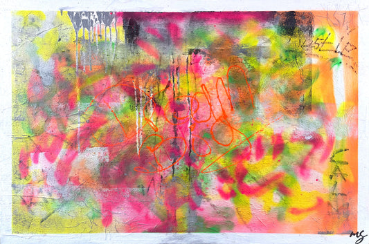 Abstrakte Leinwandkunst Dream Big mit leuchtenden Farben und dynamischen Strukturen